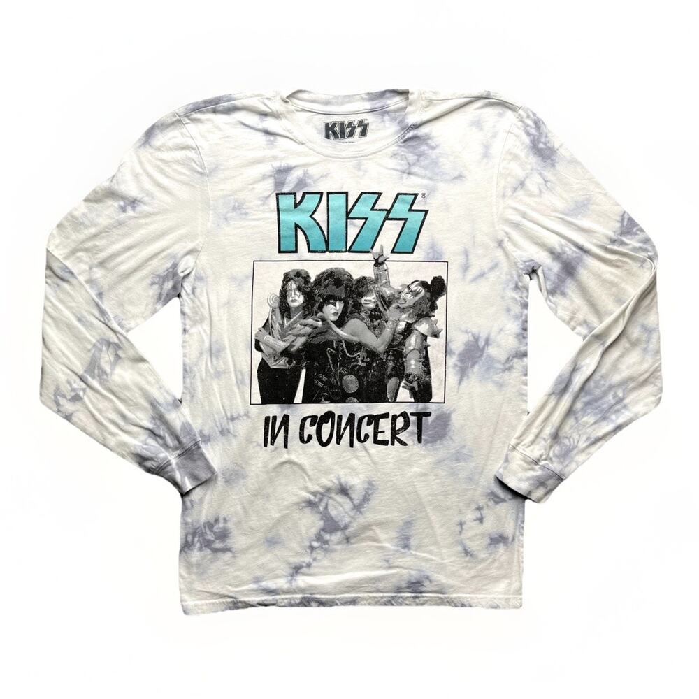 Kiss In Concert Shirt Mens Medium Tie Dye Long Sleeve Double Sided Crew Neck